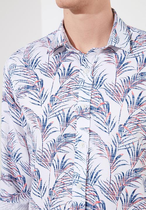 Trendyol - Leaf print long sleeve shirt - white