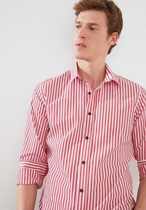 Trendyol - Stripe long sleeve shirt - red & white 