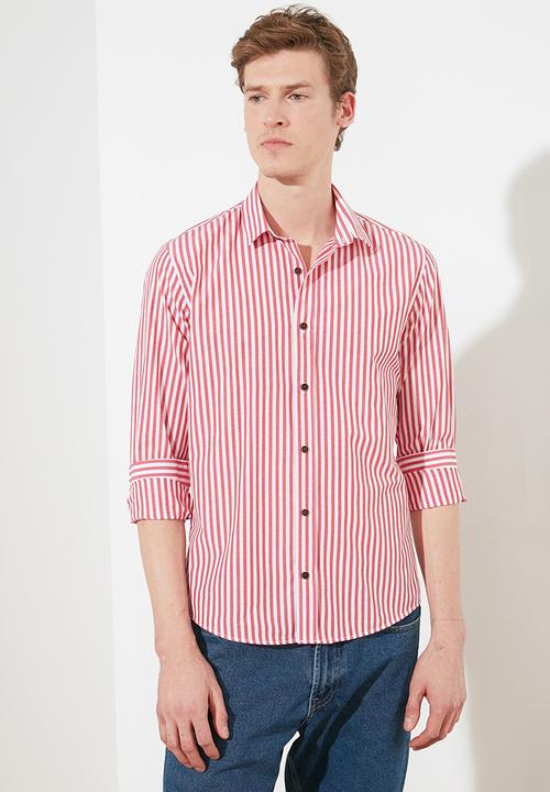 Trendyol - Stripe long sleeve shirt - red & white 