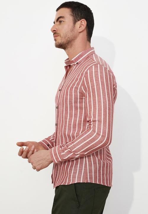 Trendyol - Stripe long sleeve shirt - red