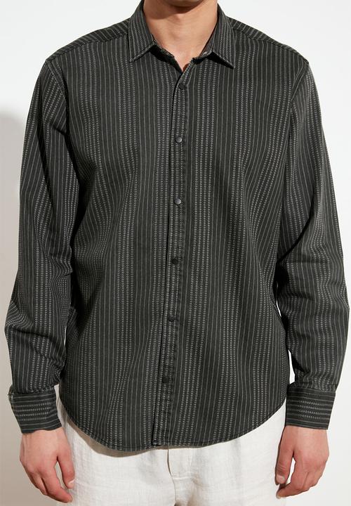 Trendyol - Stripe long sleeve shirt - black