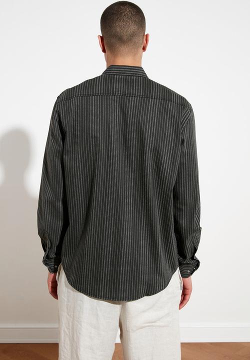 Trendyol - Stripe long sleeve shirt - black