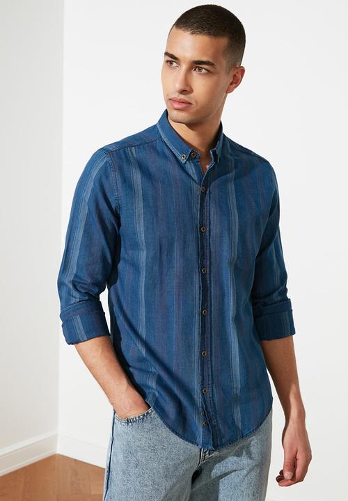 Trendyol - Patterned long sleeve shirt - navy