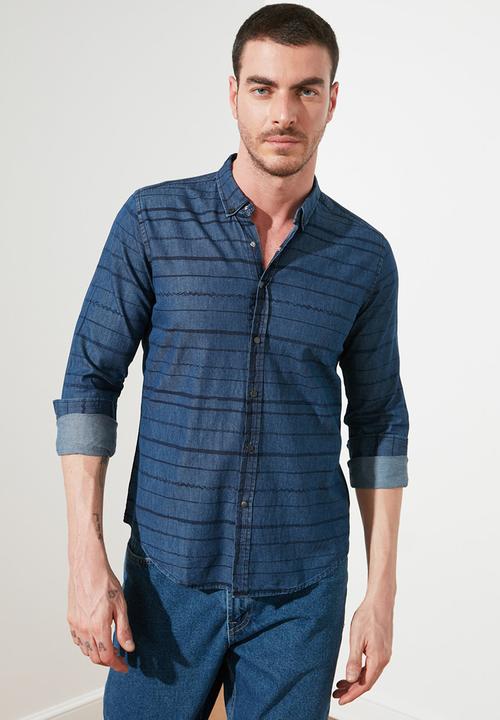 Trendyol - Stripe long sleeve shirt - navy