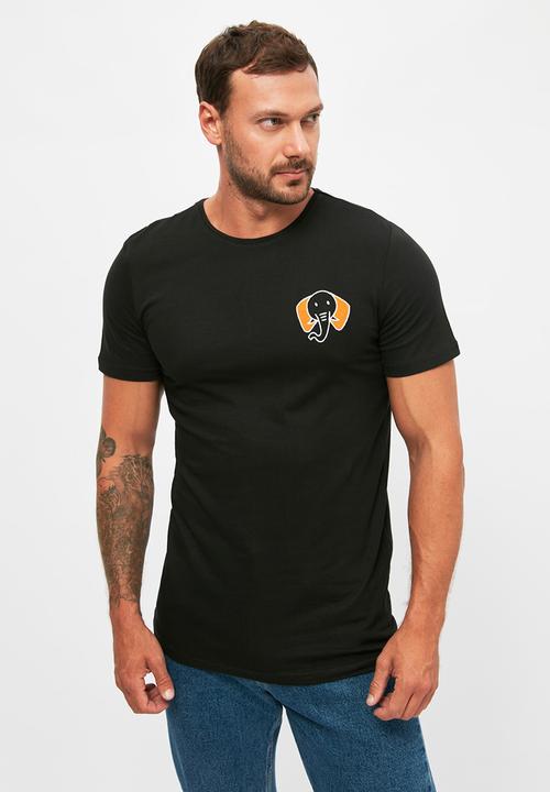 Trendyol - Chest graphic short sleeve tee - black