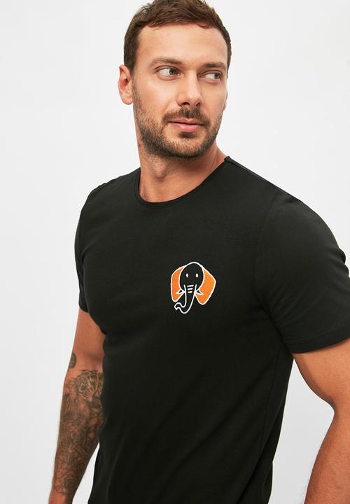 Trendyol - Chest graphic short sleeve tee - black