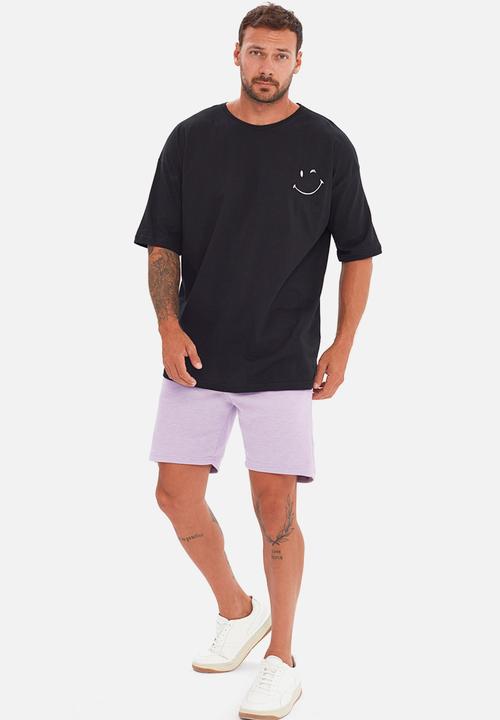 Trendyol - Chest printed short sleeve tee - black