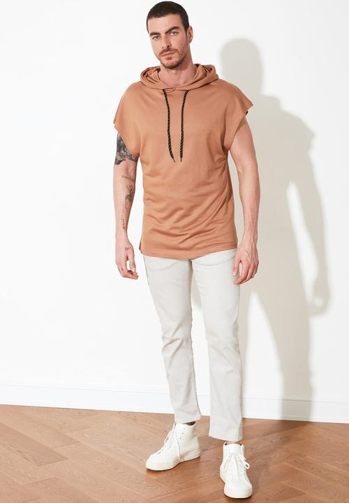 Trendyol - Hooded fleece tanktop - dark beige