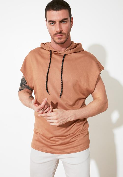 Trendyol - Hooded fleece tanktop - dark beige