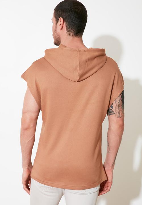 Trendyol - Hooded fleece tanktop - dark beige