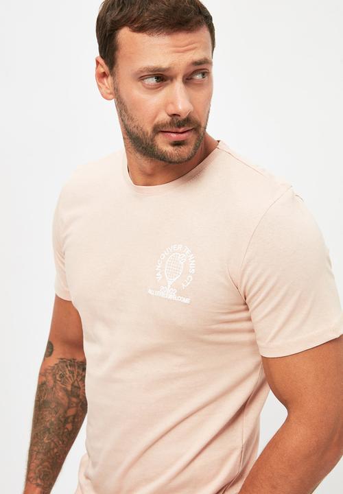 Trendyol - Chest printed short sleeve tee - stone