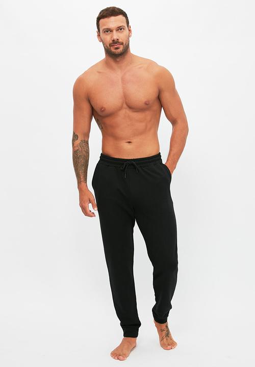 Trendyol - Basic fleece sleep pants - black