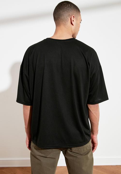 Trendyol - Drop shoulder short sleeve tee - black