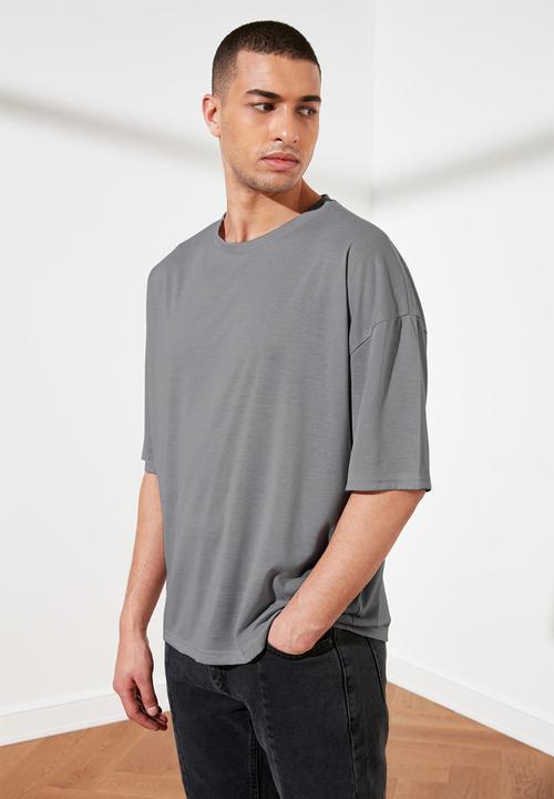 Trendyol - Drop shoulder short sleeve tee - grey