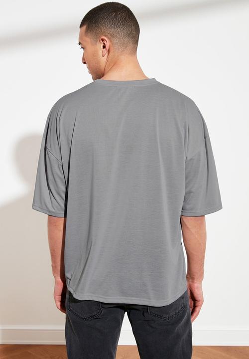 Trendyol - Drop shoulder short sleeve tee - grey