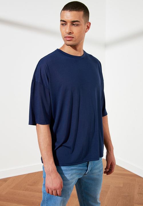 Trendyol - Drop shoulder short sleeve tee - navy
