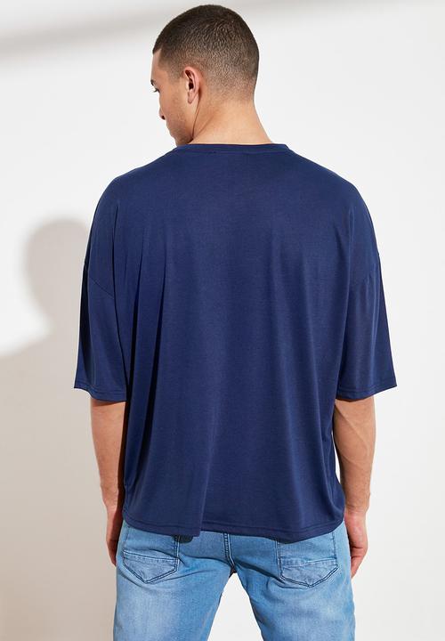 Trendyol - Drop shoulder short sleeve tee - navy