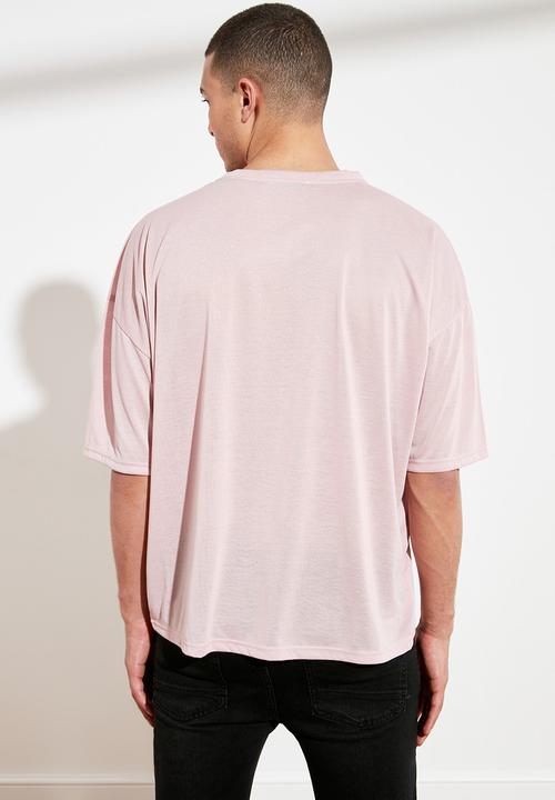 Trendyol - Drop shoulder short sleeve tee - pink