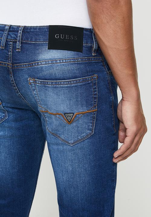 GUESS - Mid wash slim straight jeans - mid blue