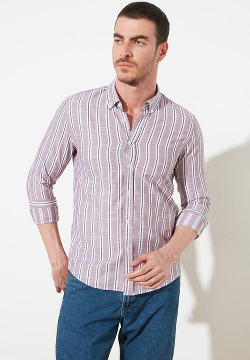 Trendyol - Stripe long sleeve shirt - burgundy