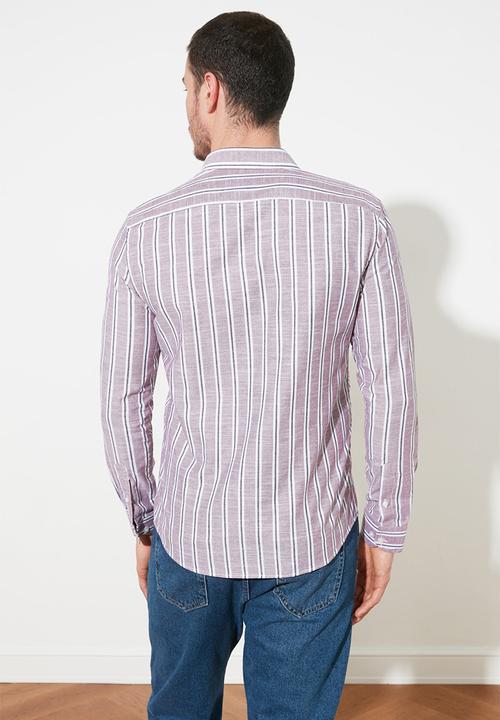 Trendyol - Stripe long sleeve shirt - burgundy