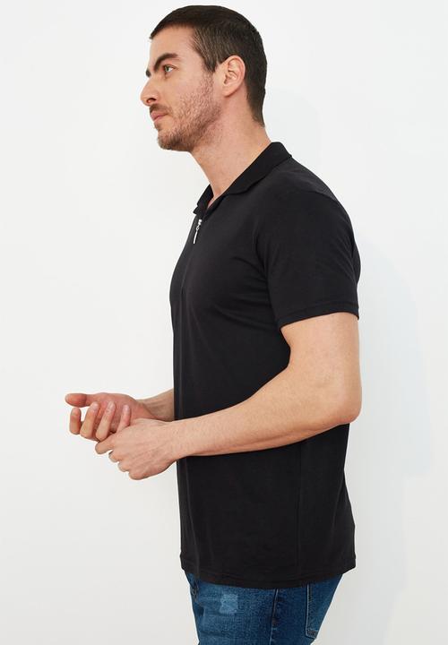 Trendyol - Zip up short sleeve golfer- black