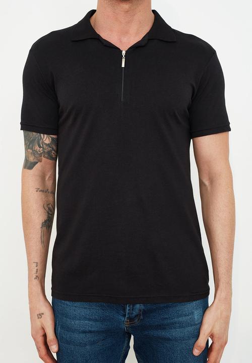 Trendyol - Zip up short sleeve golfer- black