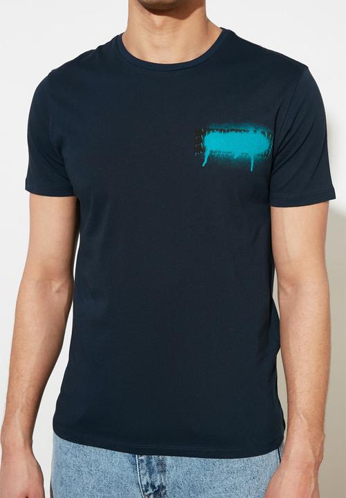 Trendyol - Chest print short sleeve tee - navy