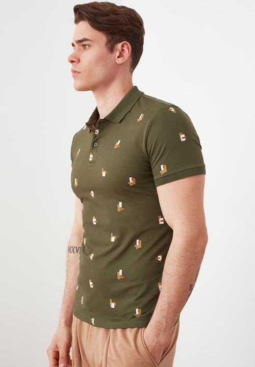 Trendyol - Printed short sleeve golfer - khaki