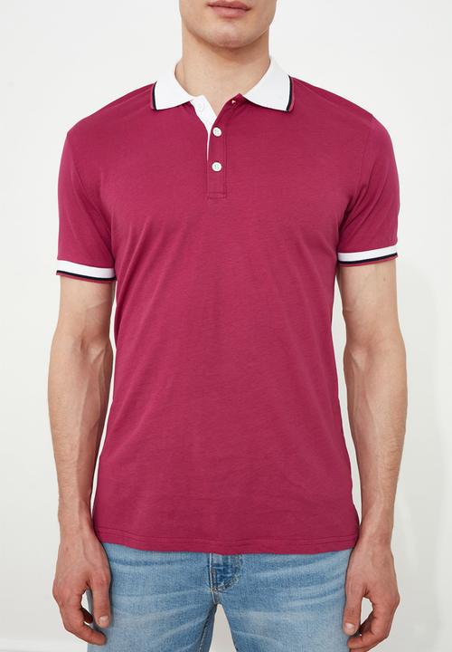Trendyol - Stripe tip golfer - burgundy