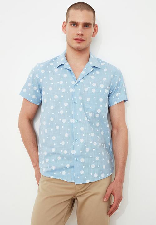 Trendyol - Printed short sleeve shirt - blue