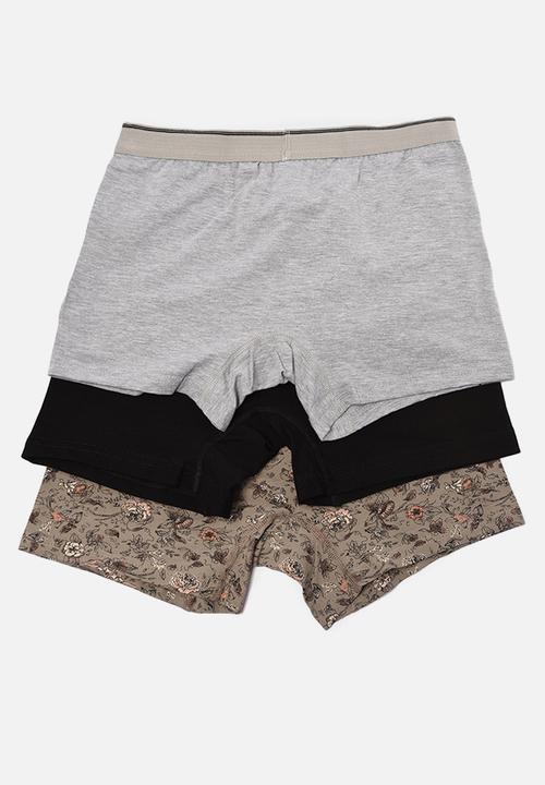 Trendyol - Printed 3 pack boxer shorts - stone/black/grey