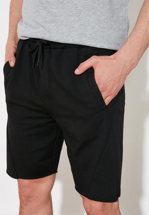 Trendyol - Contrast drawstring sweatshorts - black