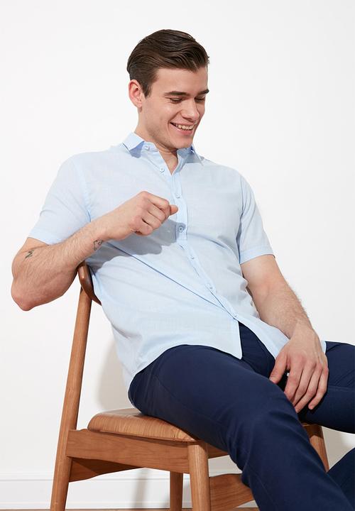 Trendyol - Plain short sleeve shirt - blue