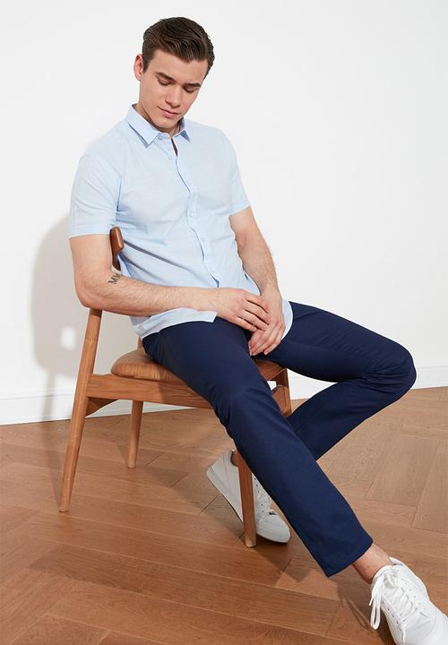 Trendyol - Plain short sleeve shirt - blue