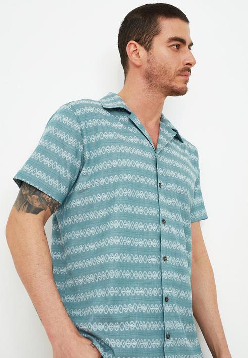 Trendyol - Printed short sleeve shirt - blue