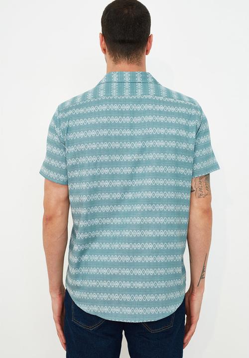 Trendyol - Printed short sleeve shirt - blue