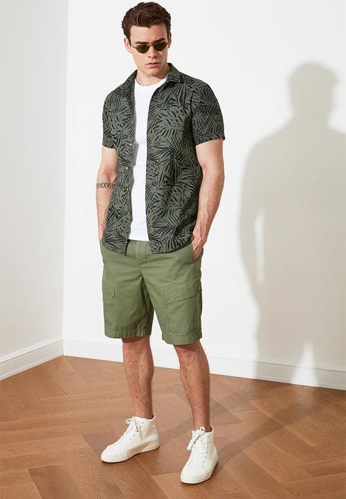 Trendyol - Printed short sleeve shirt - khaki