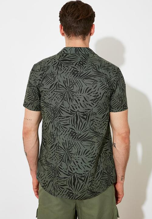 Trendyol - Printed short sleeve shirt - khaki