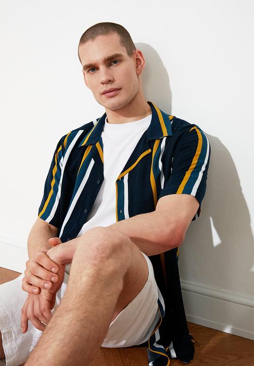 Trendyol - Stripe short sleeve shirt - navy