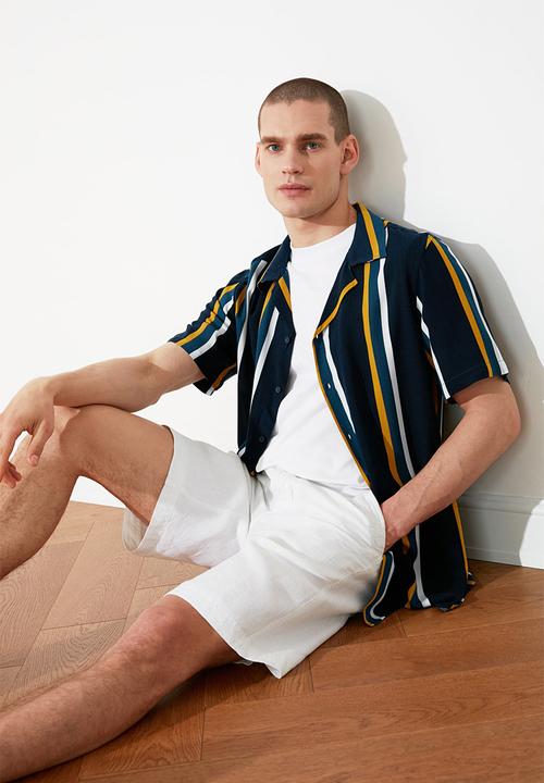 Trendyol - Stripe short sleeve shirt - navy