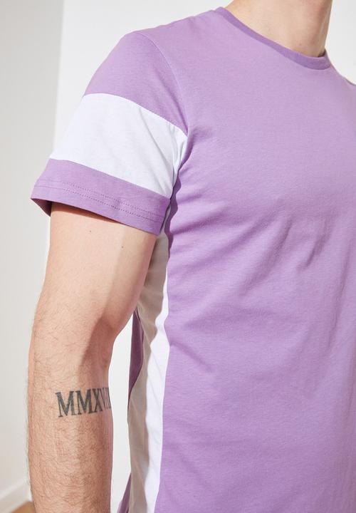 Trendyol - Sleeve stripe tee - lilac