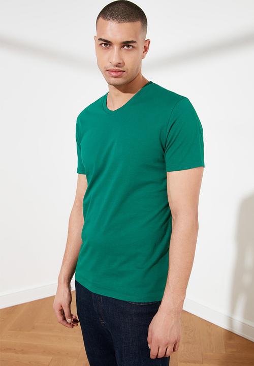 Trendyol - Plain short sleeve tee - green