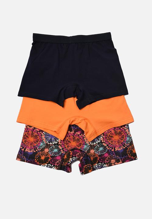 Trendyol - Printed 3 pack boxer shorts - orange & black 