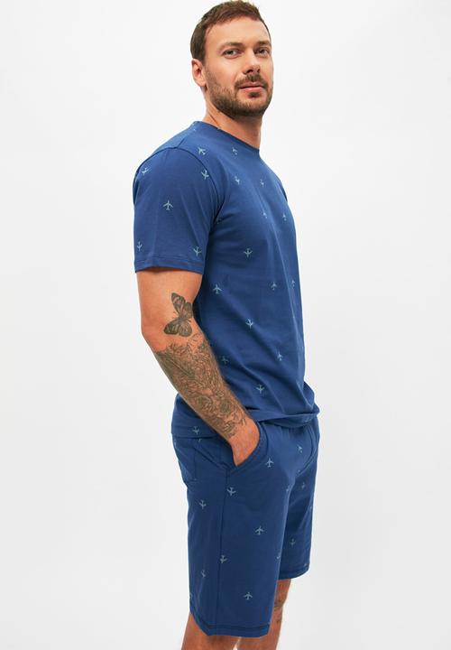 Trendyol - Short sleeve shirt & shorts sleep set - navy