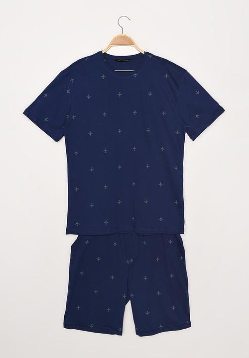 Trendyol - Short sleeve shirt & shorts sleep set - navy