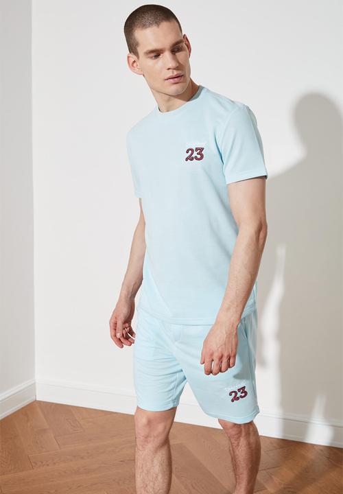 Trendyol - Chest printed sweatsuit - blue