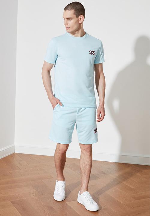 Trendyol - Chest printed sweatsuit - blue
