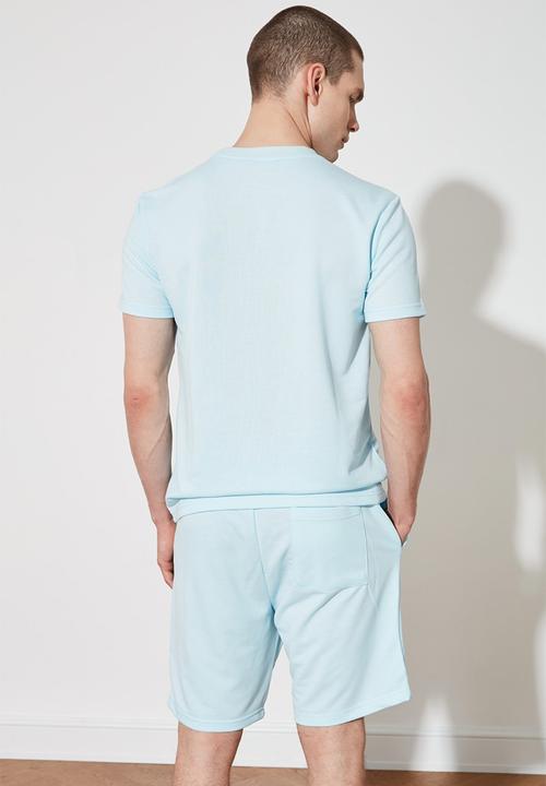 Trendyol - Chest printed sweatsuit - blue