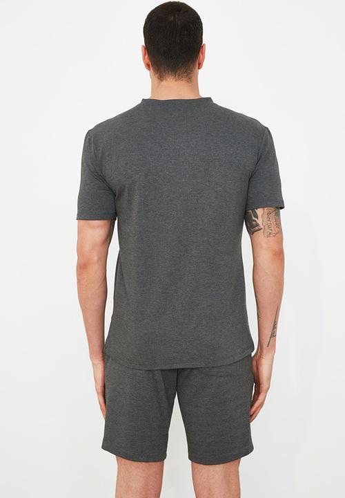 Trendyol - Chest printed sweatsuit - grey